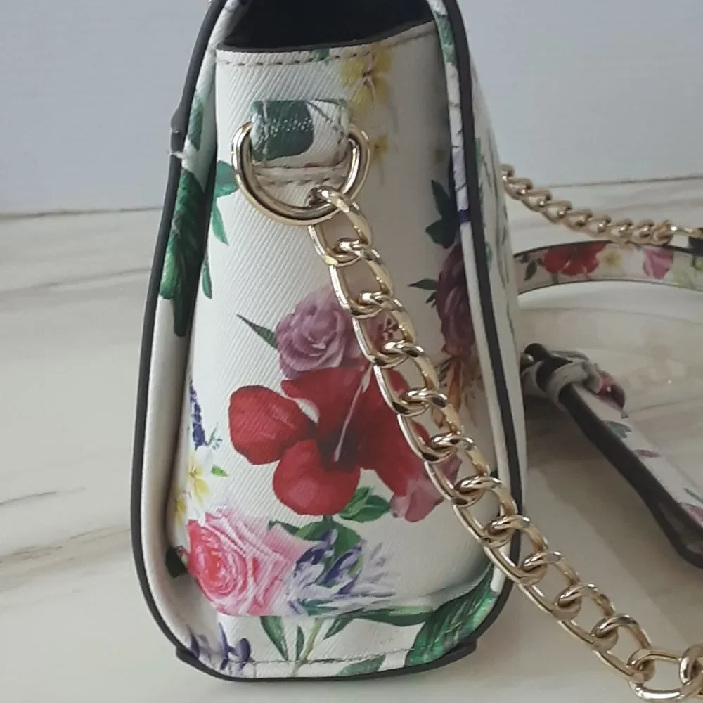 STEVE MADDEN Textured Faux Leather Summer Floral Crossbody Bag